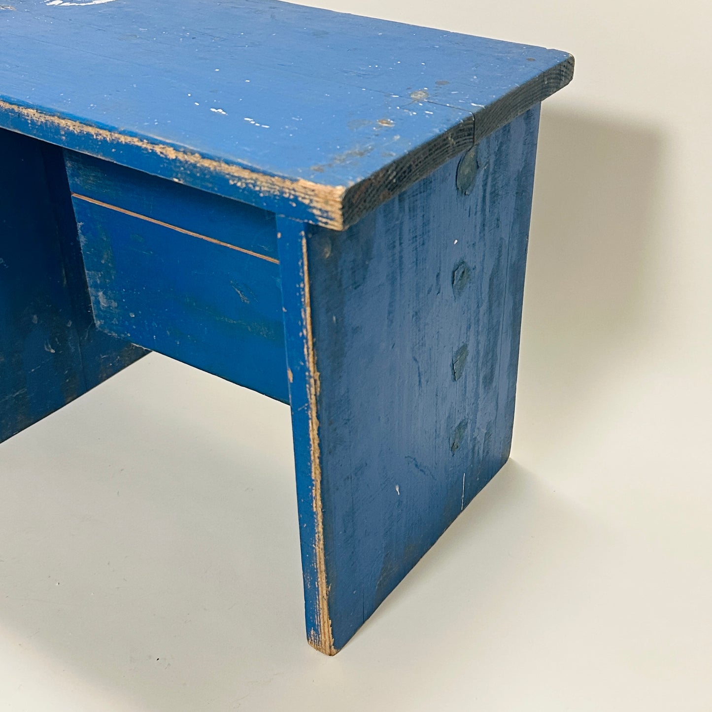 Vintage blue painted stool