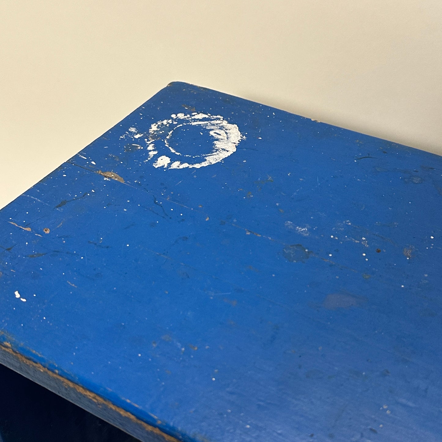 Vintage blue painted stool