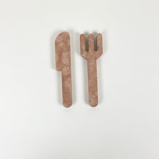 Marble cutlery by Public Studio, pink