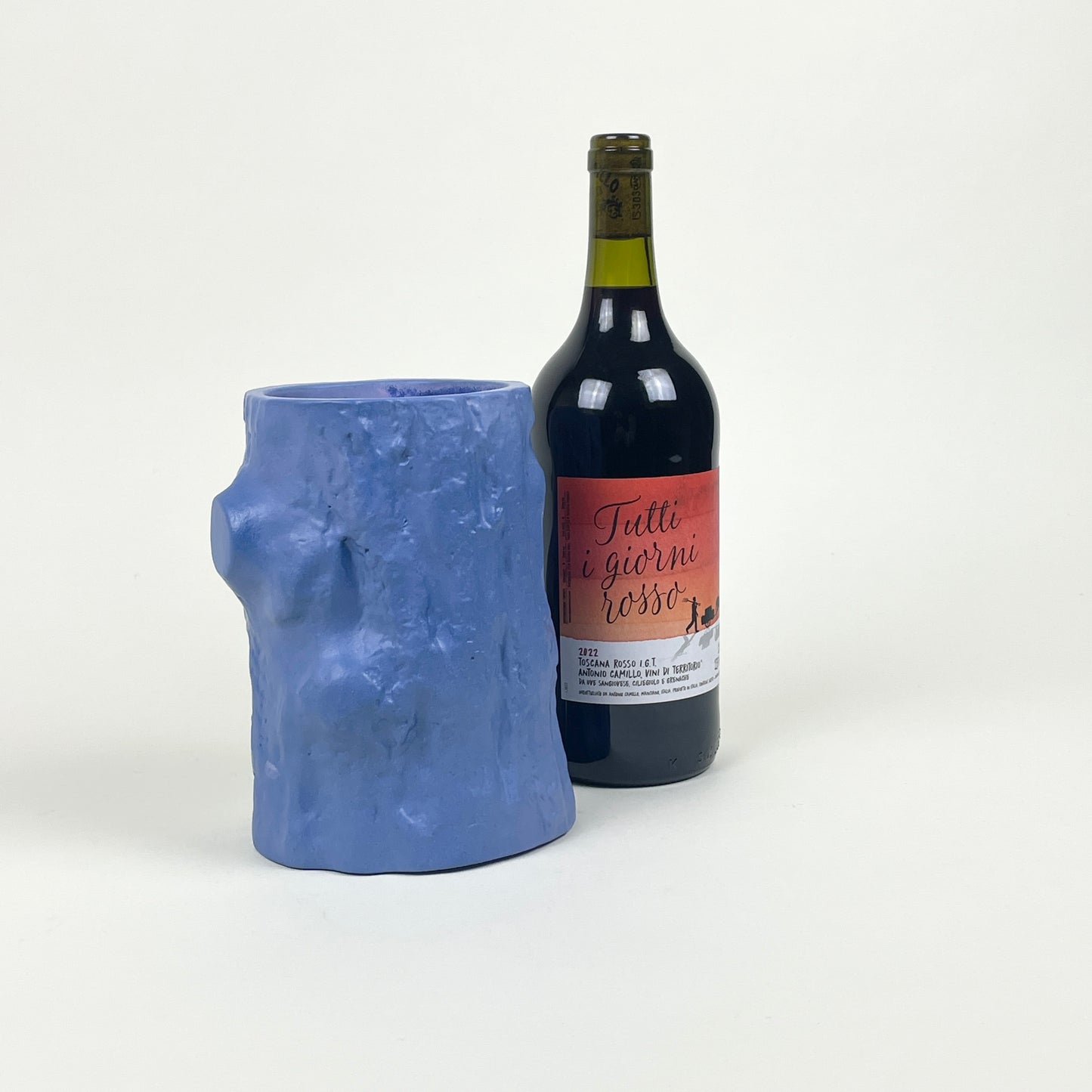 Blue vase/wine cooler "Petrified Wood" by Emma Friberg