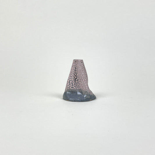 Blueish grey and beige volcano vase (S) by Astrid Öhman.