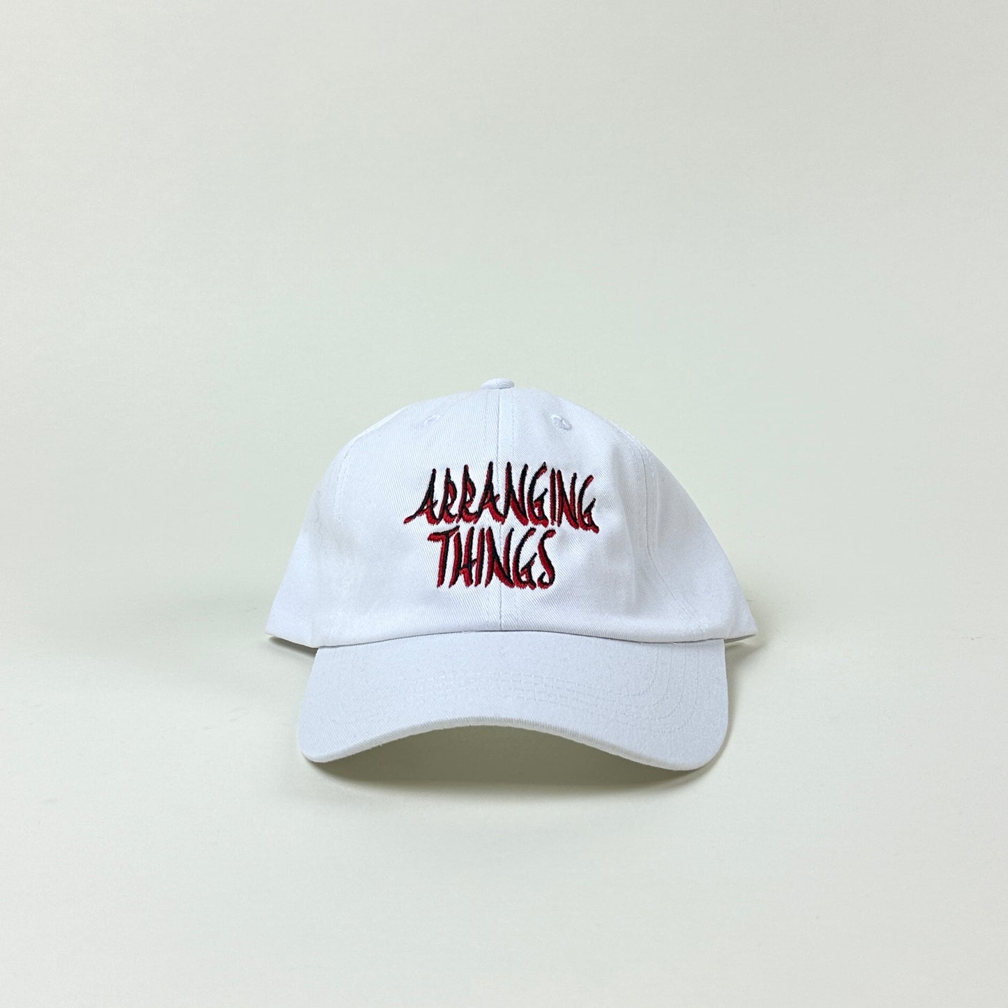 Hat, Arranging Things logo, white/black/red