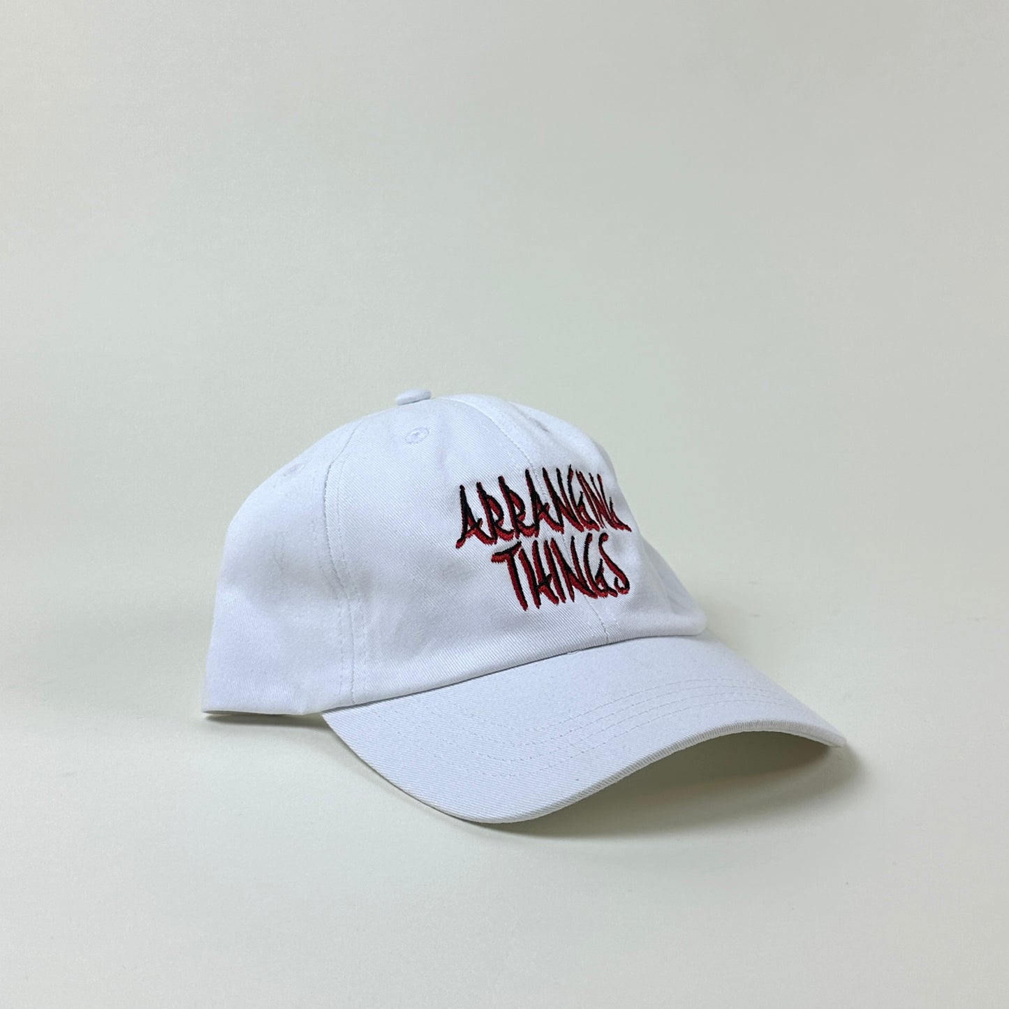 Hat, Arranging Things logo, white/black/red