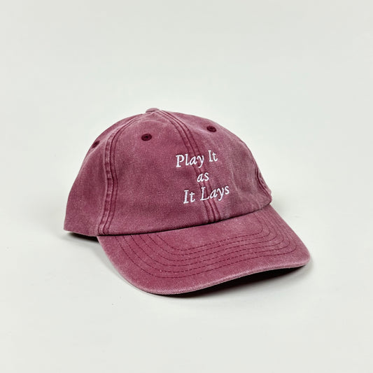 Hat, Play It as It Lays (washed out red/white)
