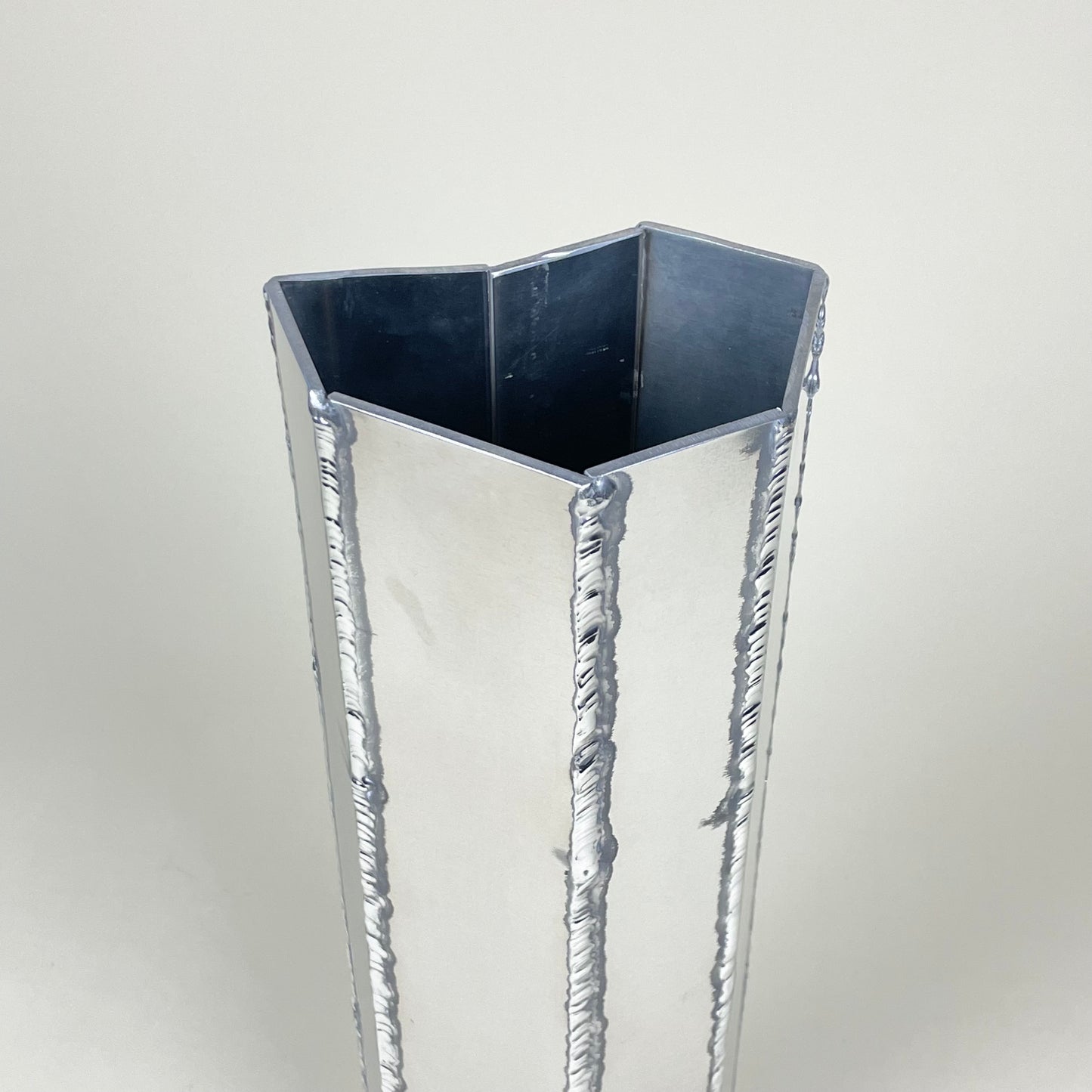 "AL13", welded aluminum vase by Julia Jutterström