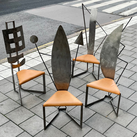 Vintage postmodern metal chairs