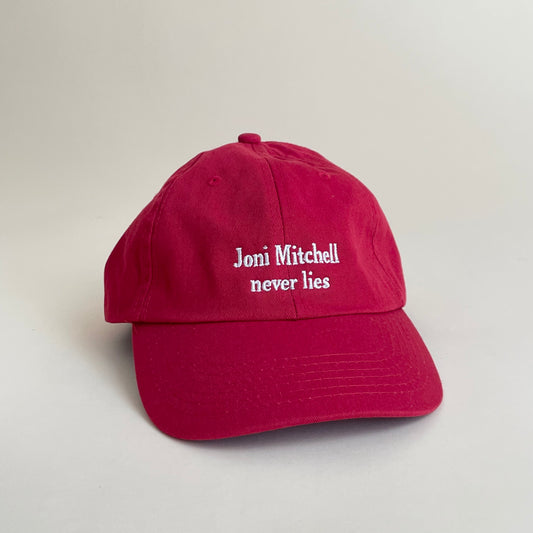 Hat, Joni Mitchel never lies (red/white)