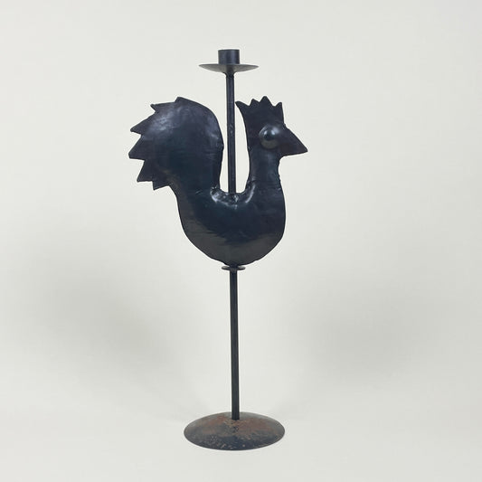 Metal rooster candle holder, vintage