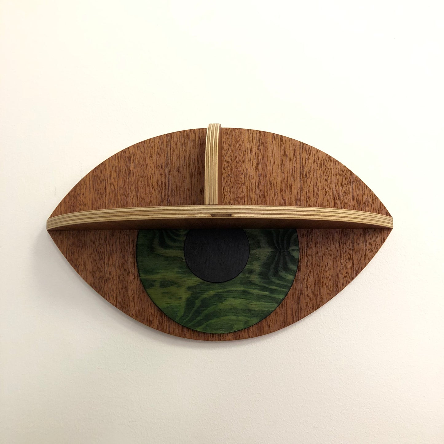 Eye shelf, mahogany + green